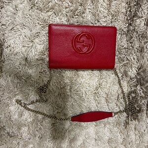 Gucci Red Crossbody Bag with Chain Strap